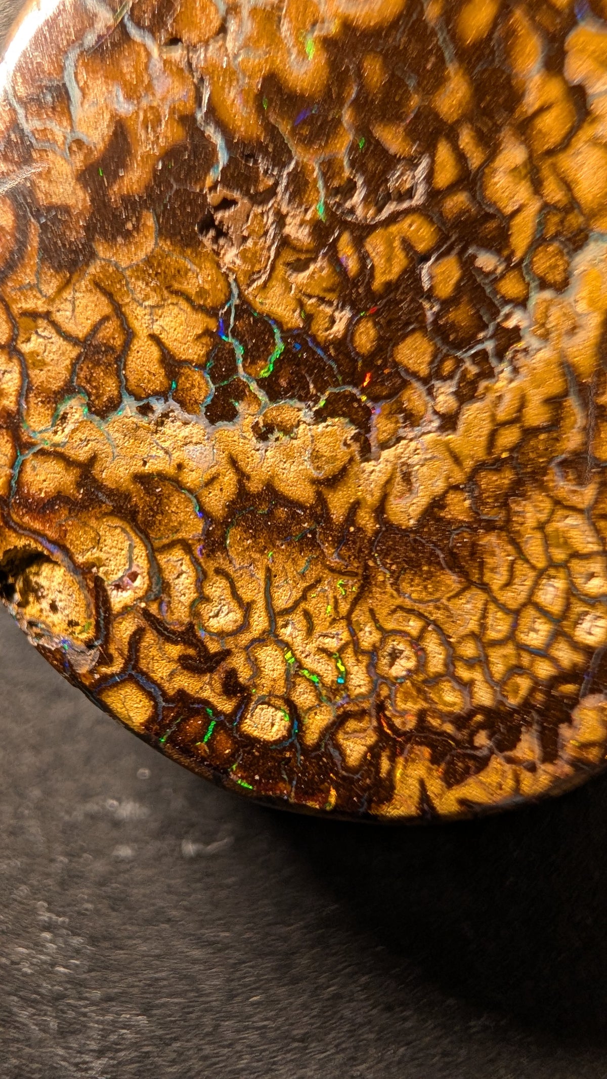 Boulder Opal Kette, 43,4 Carat, rote Reflexe zwischen den Opaladern – Ansicht 5